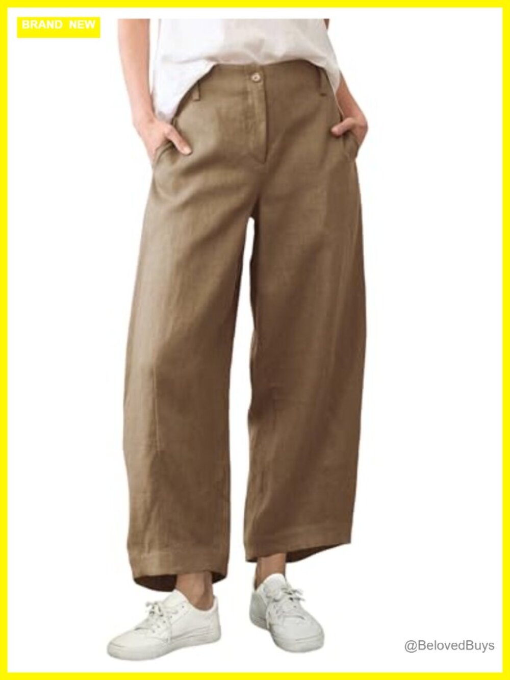 Linen Cotton Wide Leg Palazzo Pants Casual Beach Trousers